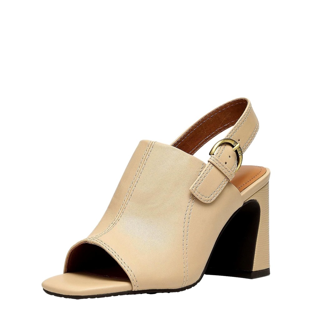 NYDJ Lyssa Block Heel Sandals Women 7.5 Ivory Excellent Slingback Peep Toe Ivory